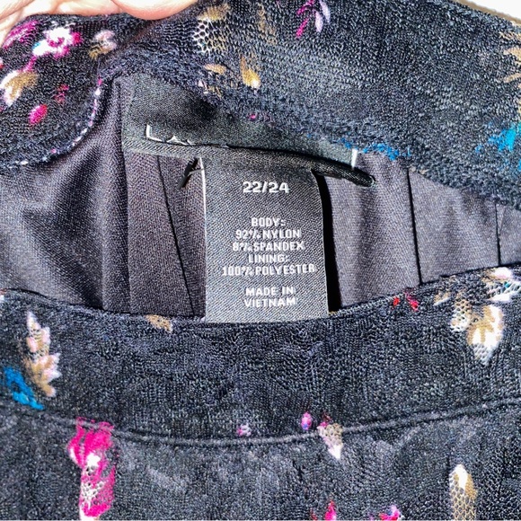 Lane Bryant Mock Wrap Black Floral Lace Skirt Hi Low Midi Size 22/24 - Picture 10 of 10